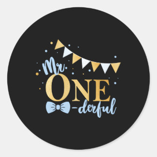 Pegatina Redonda 1.ᵉʳ Pequeño Oro Azul Sr. One-Derful Py