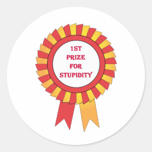 Pegatina Redonda 1.ᵉʳ premio a la estupidez