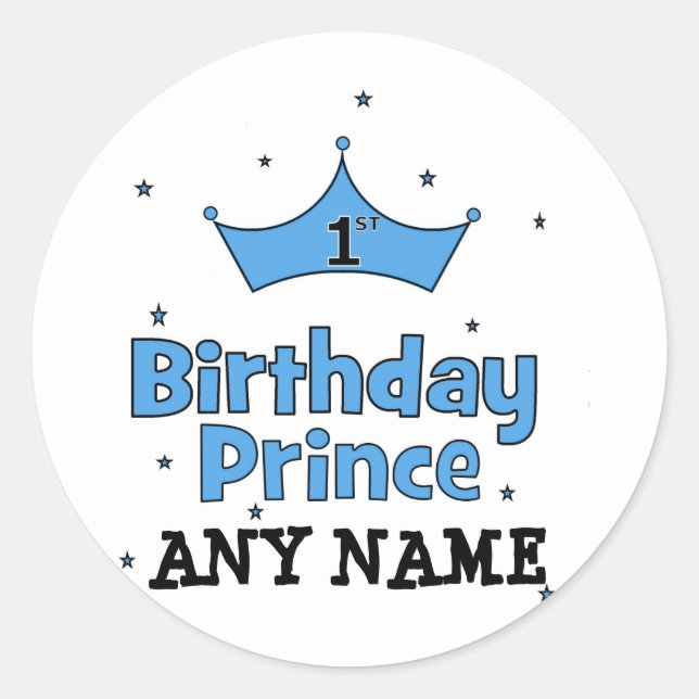 Pegatina Redonda 1.ᵉʳ príncipe de cumpleaños (Anverso)