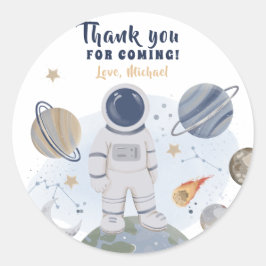 Pegatina Redonda 1.ᵉʳ Viaje Galaxy Boy Cumpleaños Gracias