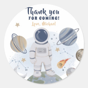 Pegatina Redonda 1.ᵉʳ Viaje Galaxy Boy Cumpleaños Gracias