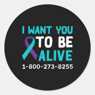 Pegatina Redonda 1 800 273 8255 - Día de la Prevención del Suicidio