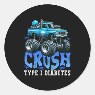 Pegatina Redonda 1 Conciencia sobre la diabetes T1d Monstruo diabét