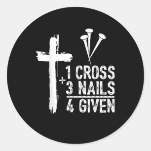 Pegatina Redonda 1 Cruz 3 uñas perdonadas Jesús Cristiano Pascua Gi