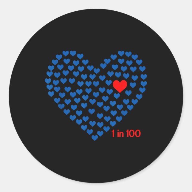 Pegatina Redonda 1 De Cada 100 Pacientes Con Enfermedad Cardíaca Co (Anverso)