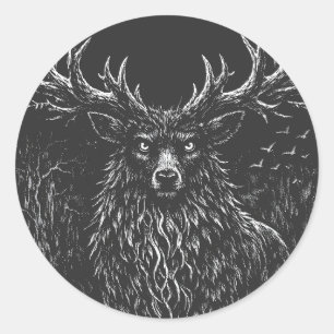 Pegatina Redonda 1. El Ciervo de la Sombra por BurnsInHell