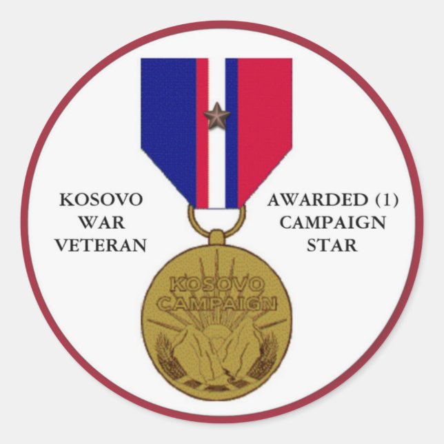 PEGATINA REDONDA 1 ESTRELLA DE CAMPAÑA VETERANO DE GUERRA EN KOSOVO (Anverso)