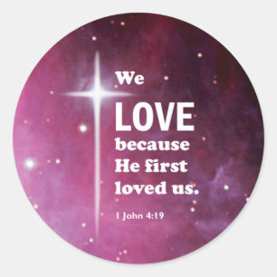 Pegatina Redonda 1 Juan 4:19