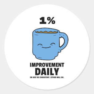 Pegatina Redonda 1% Mejoramiento de la oferta diaria de café motiva