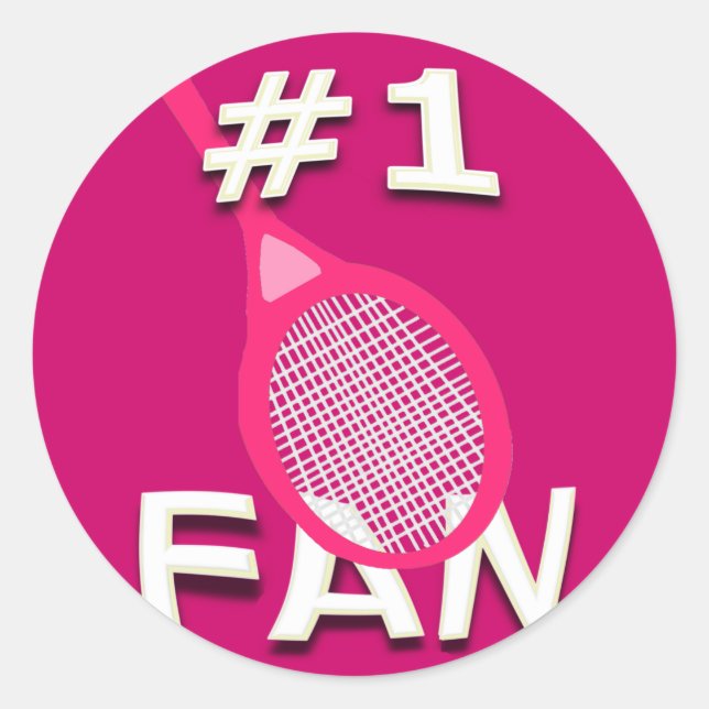 Pegatina Redonda #1 Pegatinas de hinchas de tenis (raqueta rosa) (Anverso)