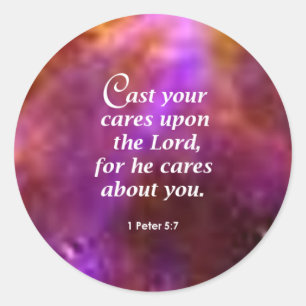 Pegatina Redonda 1 Peter 5:7