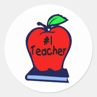 Pegatina Redonda 1 Profesor (Apple/Libros)
