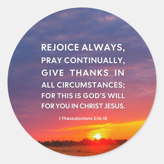 Pegatina Redonda 1 Tesalónica 5:16-18 (Anverso)