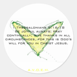 Pegatina Redonda 1 Tesalónica 5:16-18 Estar encantados...