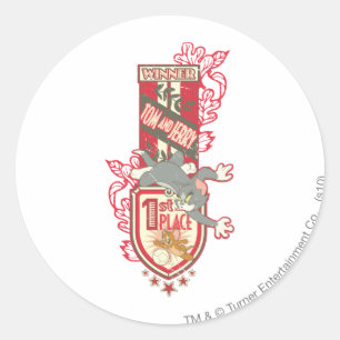 Pegatina Redonda 1r lugar 1 de Tom y Jerry