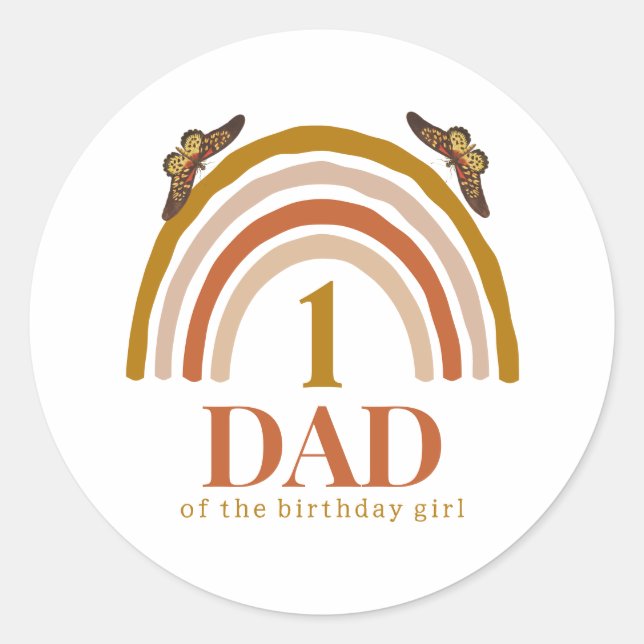 Pegatina Redonda 1st birthday of girl customized dad (Anverso)