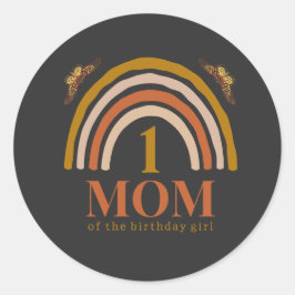 Pegatina Redonda 1st birthday of girl customized mom