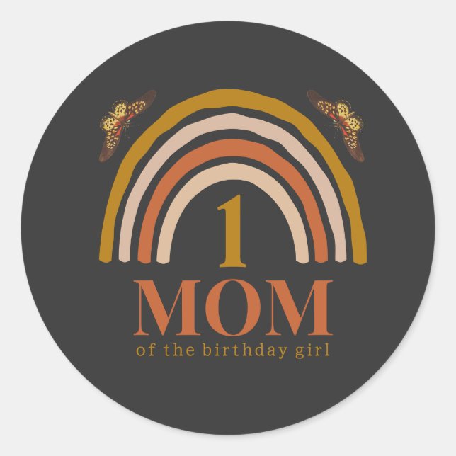 Pegatina Redonda 1st birthday of girl customized mom (Anverso)