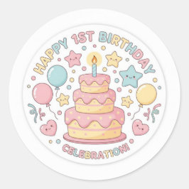 Pegatina Redonda 1st birthday sticker