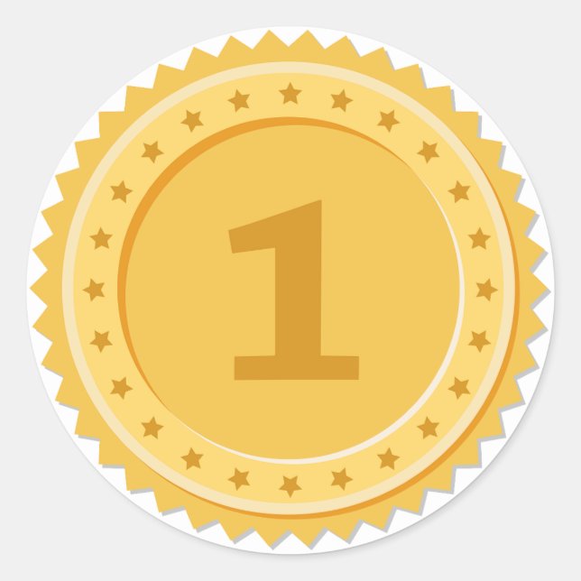 Pegatina Redonda 1st Place Gold Medal (Anverso)