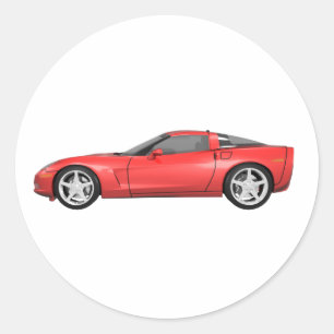 Pegatina Redonda 2008 Corvette: Coche deportivo: Red Finish: