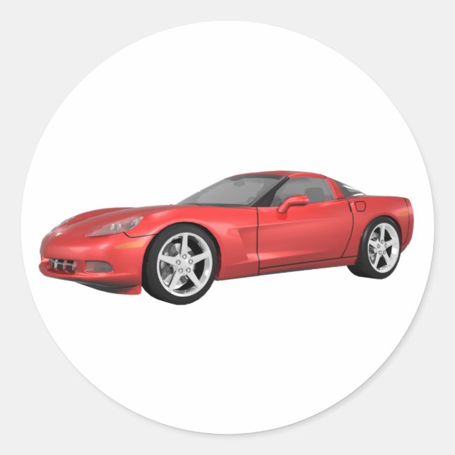 Pegatina Redonda 2008 Corvette: Coche deportivo: Red Finish: (Anverso)