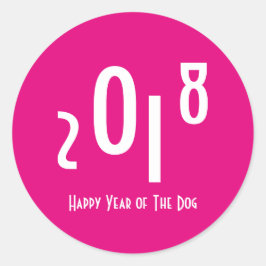Pegatina Redonda 2018 Feliz Año Nuevo Chino del Perro
