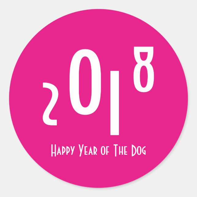 Pegatina Redonda 2018 Feliz Año Nuevo Chino del Perro (Anverso)