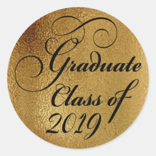 Pegatina Redonda 2019 Graduate Gold Graduation Party Gracias