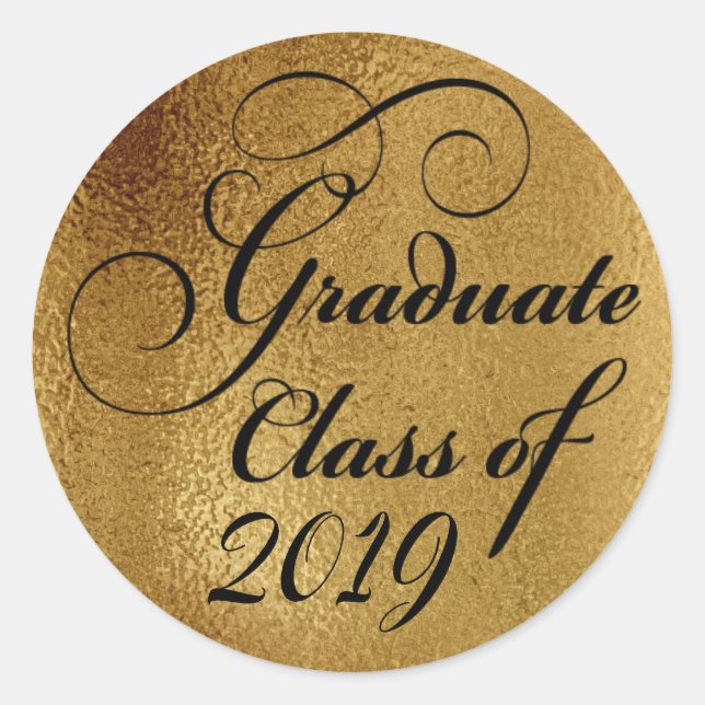 Pegatina Redonda 2019 Graduate Gold Graduation Party Gracias (Anverso)