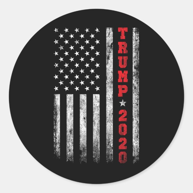 Pegatina Redonda 2020 American Flag Vintage (Anverso)
