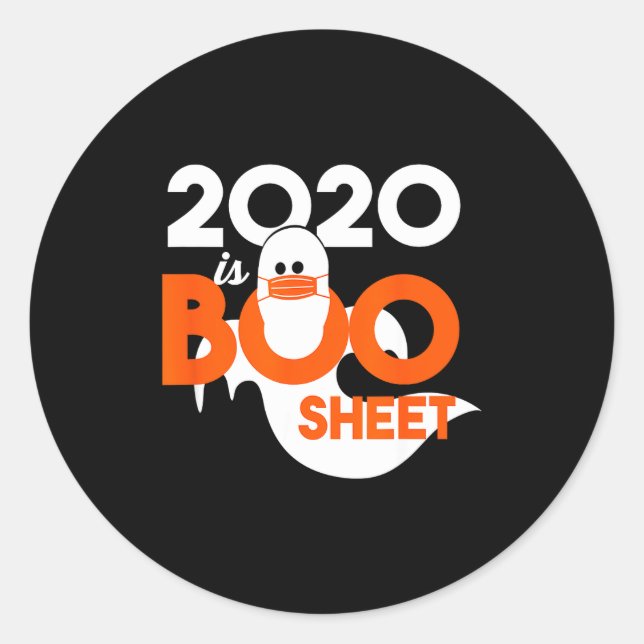 Pegatina Redonda 2020 es hoja de fantasma de Halloween  (Anverso)