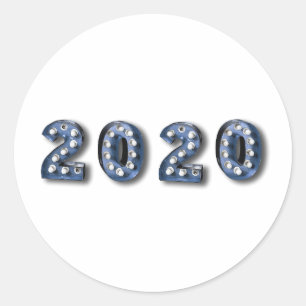 Pegatina Redonda 2020 Feliz Año Nuevo Veinte