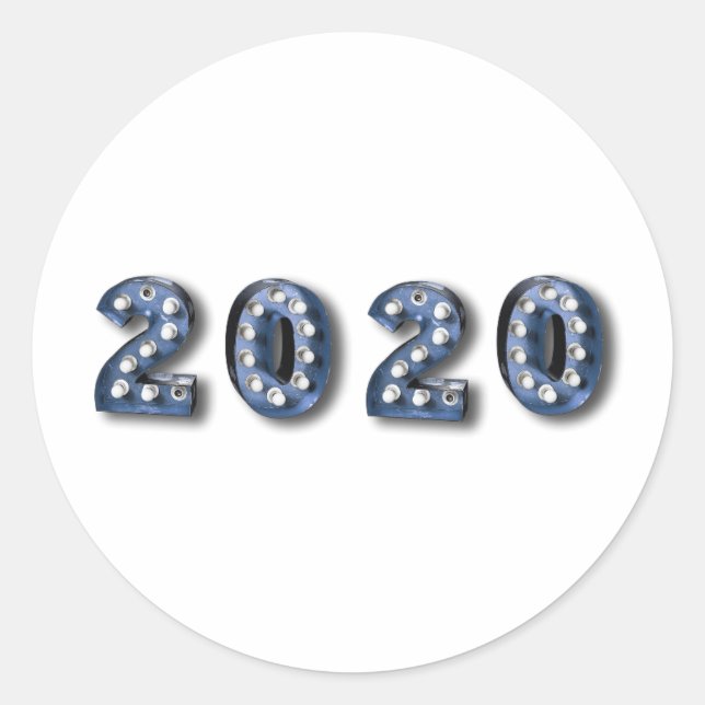 Pegatina Redonda 2020 Feliz Año Nuevo Veinte (Anverso)