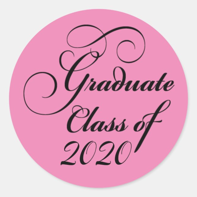 Pegatina Redonda 2020: Graduación Rosa Graduada (Anverso)