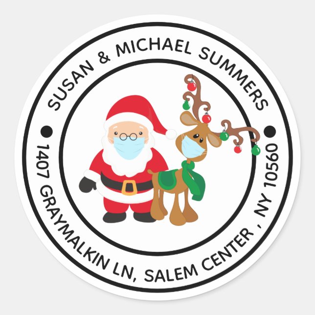 Pegatina Redonda 2020 Navidades de Covid Santa Return (Anverso)