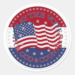 Pegatina Redonda 2020 Recen El Voto Por Dios Y La Bandera Del País