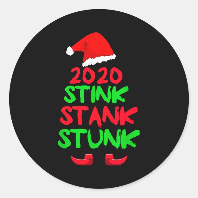 Pegatina Redonda 2020 Stink Stank Stunk Funny Christmas  (Anverso)