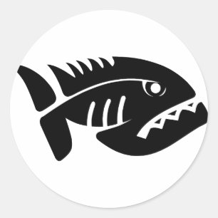 Pegatina Redonda 2021112006 Piraña (Animales)