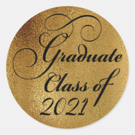 Pegatina Redonda 2021 Graduate Gold Graduation Party Gracias