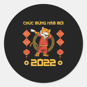 Pegatina Redonda 2023 Vietnamese Lunar New Year Chuc Mung Nam Moi