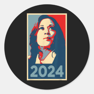 Pegatina Redonda 2024 Esperanza Kamala Harris Puerto de Mujeres 47 