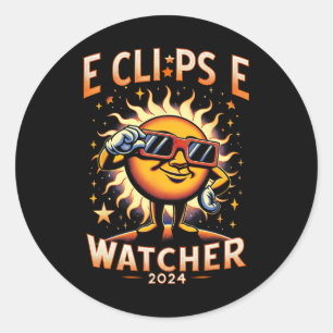 Pegatina Redonda 2024 Total del Eclipse Solar Watcher Sun Wearing E