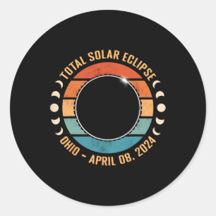 Pegatina Redonda 2024 Total Eclipse solar Ruta de la Totalidad Homb