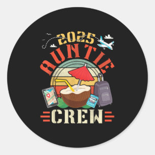 Pegatina Redonda 2025 Auntie Crew Tropical Beach Family Reunion Vac