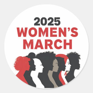 Pegatina Redonda 2025 Marcha de Mujeres Igualdad Empoderamiento de 