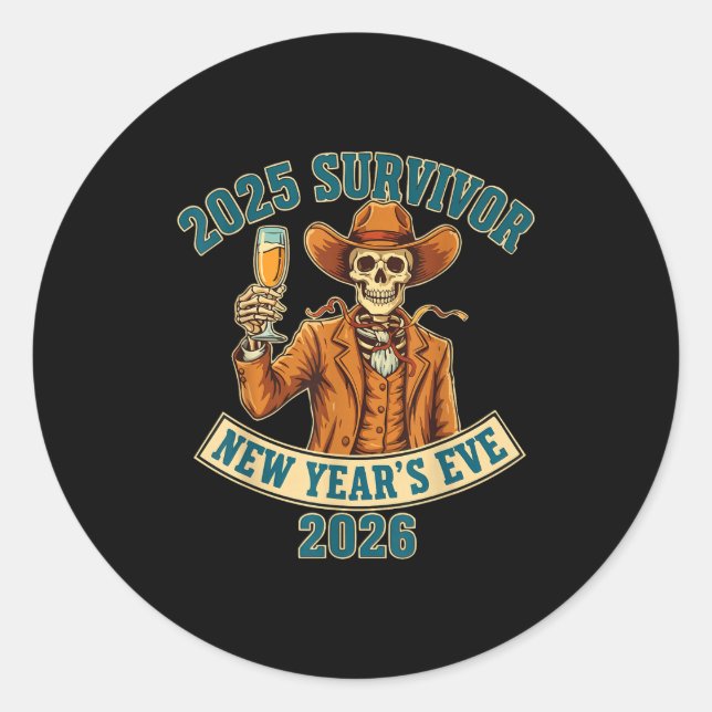 Pegatina Redonda 2025 Survivor New Year's Eve 2026  (Anverso)