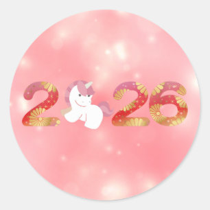 Pegatina Redonda 2026, Año Nuevo Chino, Caballo