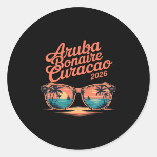 Pegatina Redonda 2026 Aru Bonaire Curacao Vacaciones Familiares Ami