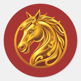 Pegatina Redonda 2026 Chinese Gold Horse